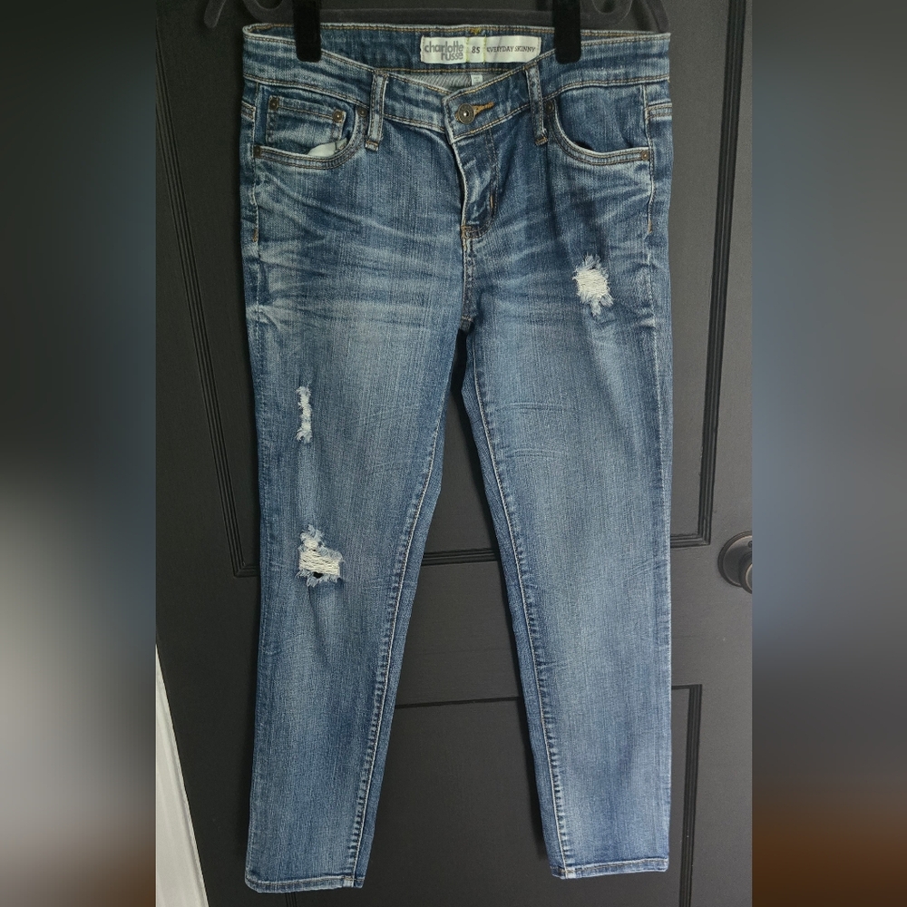Charlotte Russe Blue Skinny Jeans Distressed